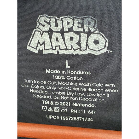 Super Mario Black S/S T-Shirt Men's Size L Cotton Gaming Classic - Picture 8 of 9